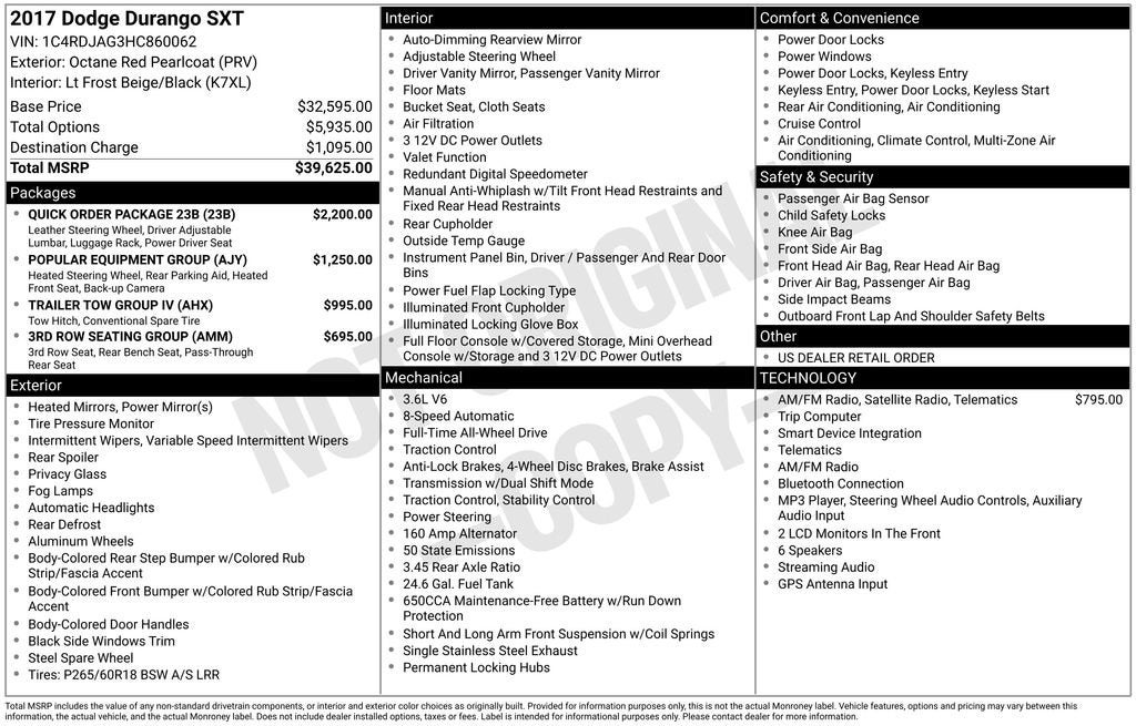 2017 Dodge Durango SXT AWD