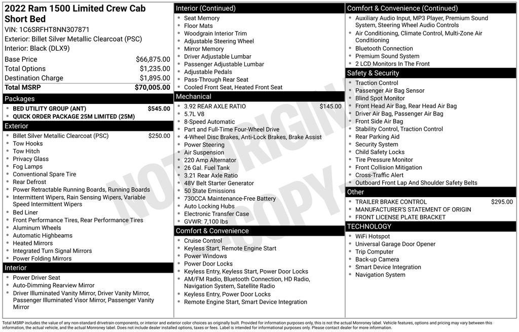 2022 RAM 1500 Limited Crew Cab 4x4 5'7" Box
