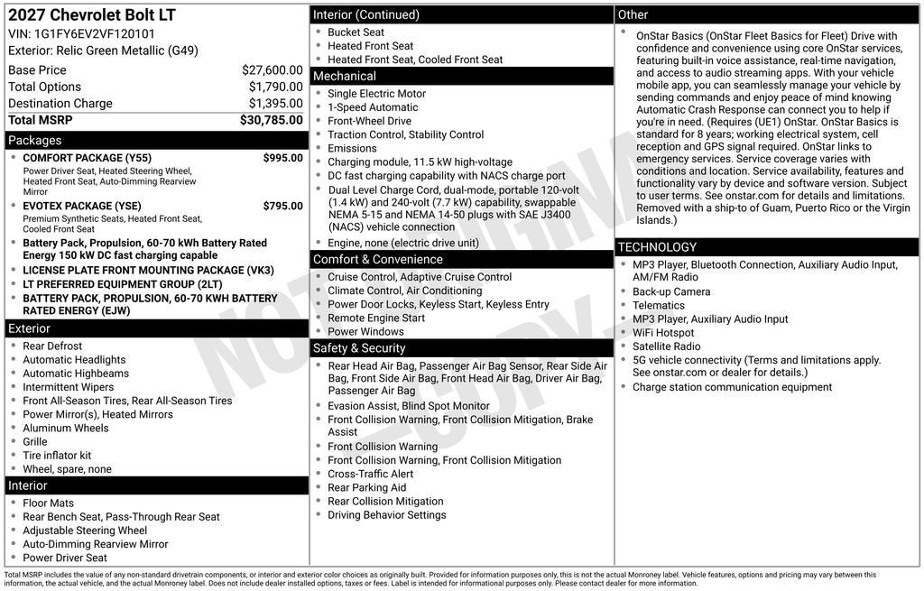 2027 Chevrolet Bolt LT