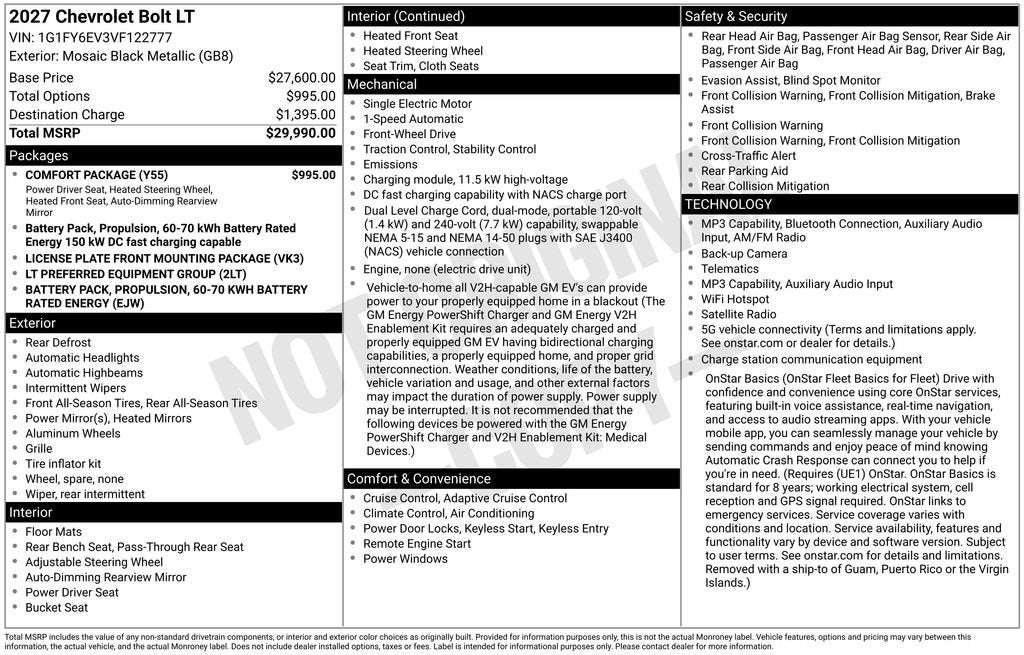 2027 Chevrolet Bolt LT