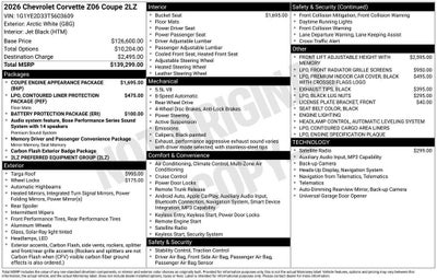 2026 Chevrolet Corvette Z06 2LZ