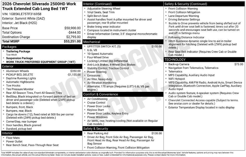 2026 Chevrolet Silverado 2500 HD WT