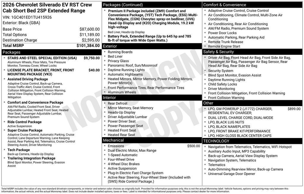 2026 Chevrolet Silverado EV RST Stars and Steel Edition - Extended Range