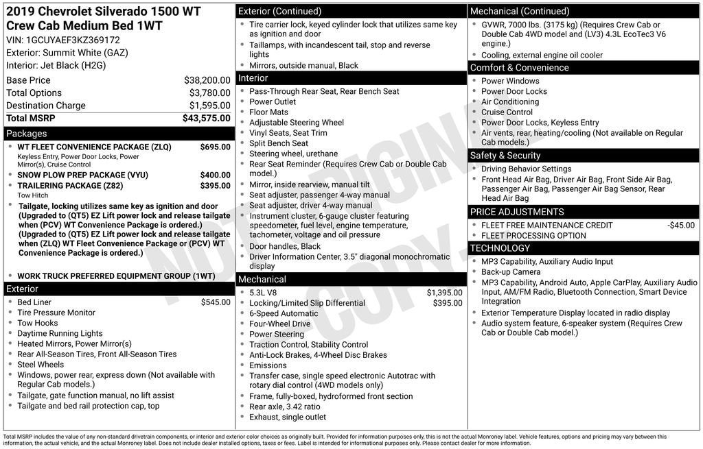 2019 Chevrolet Silverado 1500 Work Truck