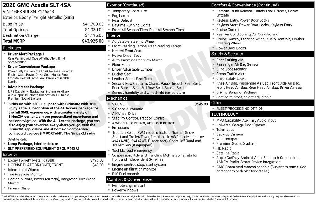 2020 GMC Acadia SLT