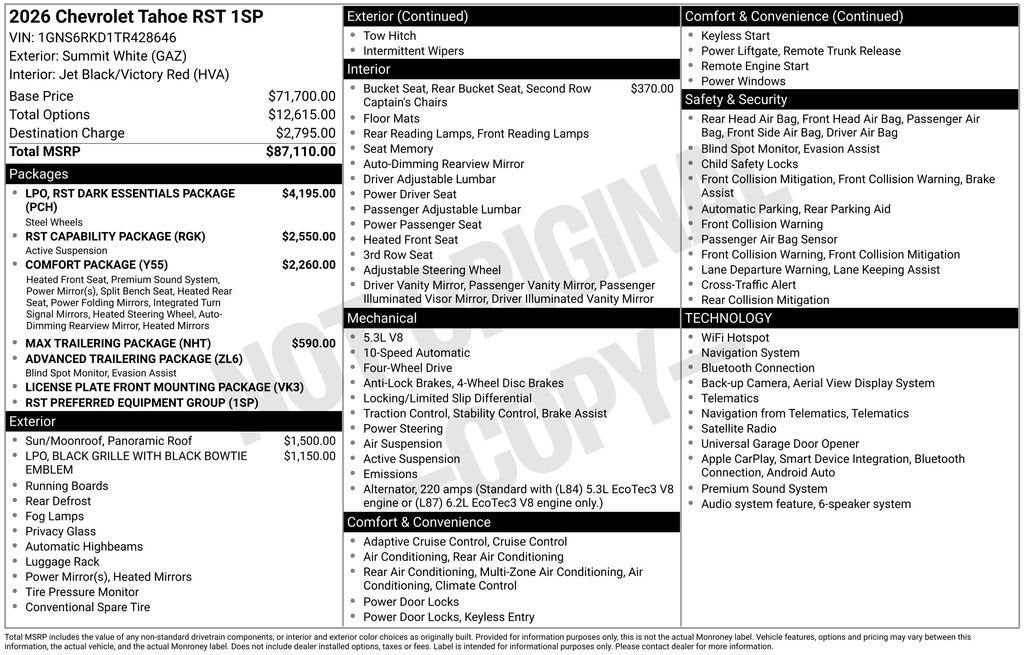 2026 Chevrolet Tahoe RST