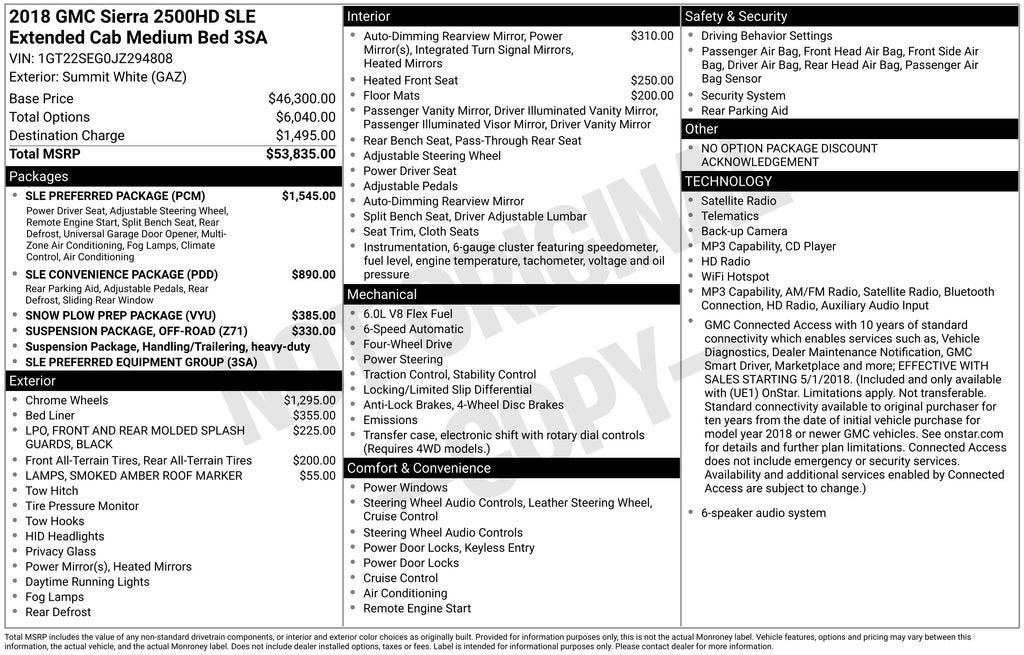 2018 GMC Sierra 2500 HD SLE