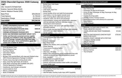 2026 Chevrolet Express Cutaway 3500 1WT