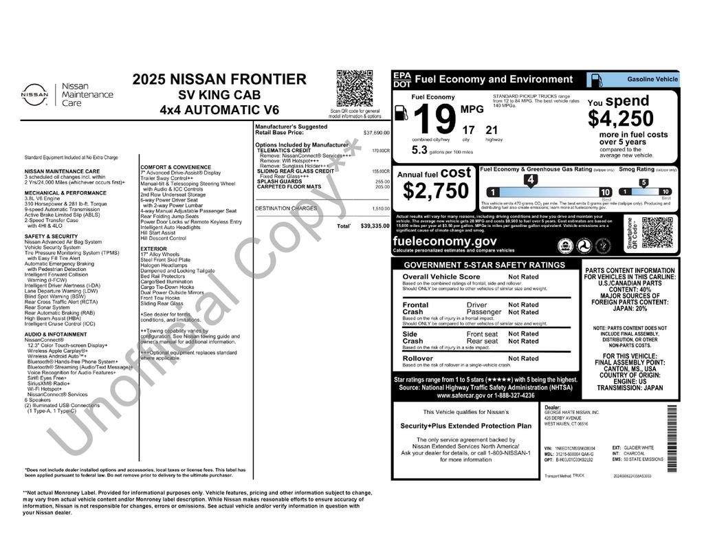 2025 Nissan Frontier King Cab SV 4x4