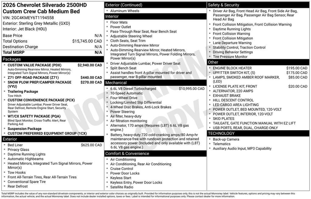 2026 Chevrolet Silverado 2500 HD Custom