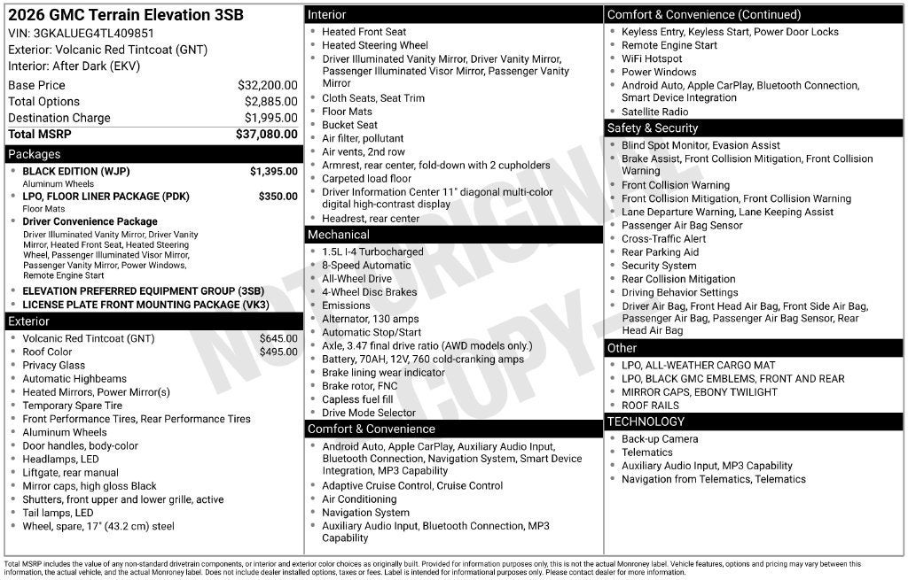 2026 GMC Terrain Elevation