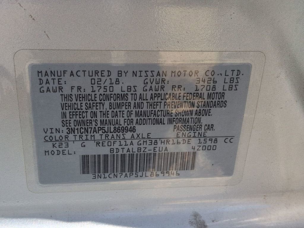 2018 Nissan Versa 1.6 SV